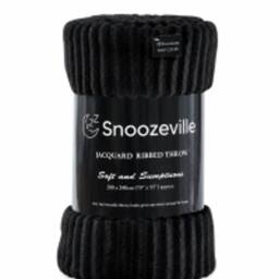 Dyzi Large Supersoft Ribbed Jacquard Fleece Throw Blanket 200 x 240cm in Black - Size: 200 cm x 240 cm - thumbnail 6