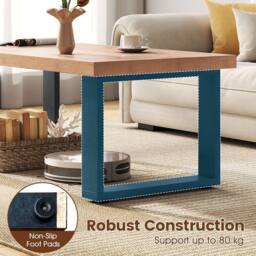 Costway Rustic Coffee Table 120cm Farmhouse Style Accent Table in Light Oak - thumbnail 4