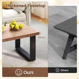 Costway Rustic Coffee Table 120cm Farmhouse Style Accent Table in Light Oak - thumbnail 8