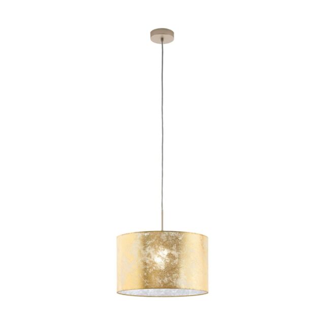 Loops Pendant Ceiling Light Colour Champagne Shade Gold Fabric Bulb E27 1x60W - image 1