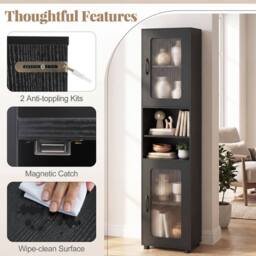 Costway Freestanding Storage Organizer with 2 Doors & Shelf in Black - thumbnail 7
