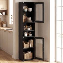 Costway Freestanding Storage Organizer with 2 Doors & Shelf in Black - thumbnail 3