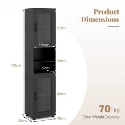 Costway Freestanding Storage Organizer with 2 Doors & Shelf in Black - thumbnail 2