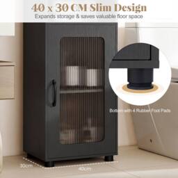 Costway Freestanding Storage Organizer with 2 Doors & Shelf in Black - thumbnail 8