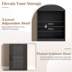 Costway Freestanding Storage Organizer with 2 Doors & Shelf in Black - thumbnail 6