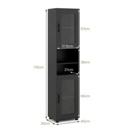 Costway Freestanding Storage Organizer with 2 Doors & Shelf in Black - thumbnail 9