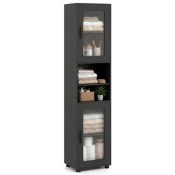 Costway Freestanding Storage Organizer with 2 Doors & Shelf in Black