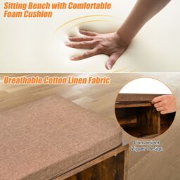 Gymax Shoe Bench Shoe Storage Entryway Cabinet With Removable Cushion-Brown in Brown - thumbnail 8
