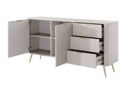 Vente-unique 2 - Door & 3 - Drawer MDF Sideboard - Beige & Gold - ELONARIA - thumbnail 8