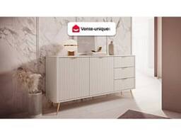 Vente-unique 2 - Door & 3 - Drawer MDF Sideboard - Beige & Gold - ELONARIA - thumbnail 4