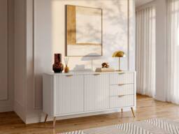 Vente-unique 2 - Door & 3 - Drawer MDF Sideboard - Beige & Gold - ELONARIA - thumbnail 3