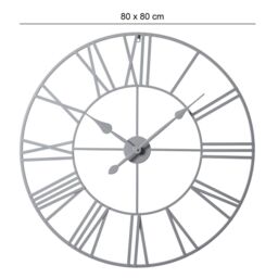 Home Garden Direct EOS - Skeleton Wall Clock with Roman Numerals - 80x80cm in Grey - Size: 80x80 cm - thumbnail 4