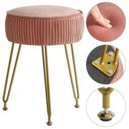 FORGEVIO Velvet Vanity Stool Ottoman, Round Footrest 30D x 30W in Pink - thumbnail 3