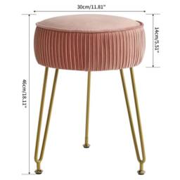 FORGEVIO Velvet Vanity Stool Ottoman, Round Footrest 30D x 30W in Pink - thumbnail 2