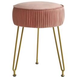 FORGEVIO Velvet Vanity Stool Ottoman, Round Footrest 30D x 30W in Pink - thumbnail 1