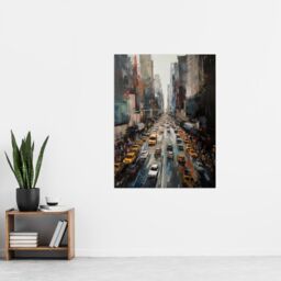 "Artery8 NYC New York Rush Hour Traffic Acrylic Painting 5th Avenue Yellow Cabs Extra Large XL Wall Art Poster Print - Size: W24"" x H32""" - thumbnail 4
