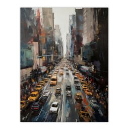 "Artery8 NYC New York Rush Hour Traffic Acrylic Painting 5th Avenue Yellow Cabs Extra Large XL Wall Art Poster Print - Size: W24"" x H32""" - thumbnail 1