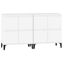 Berkfield Home Sideboards 2 pcs White 60x35x70 cm Engineered Wood - Size: 60 x 35 x 70 cm - thumbnail 6