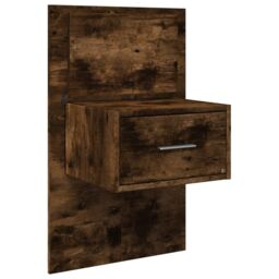 Berkfield Home Wall-mounted Bedside Cabinet with LED Lights Smoked Oak in Brown - thumbnail 3