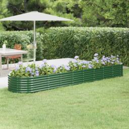 Berkfield Home Garden Raised Bed Powder-coated Steel 368x80x36 cm Green - Size: 368 x 80 x 36 cm - thumbnail 2