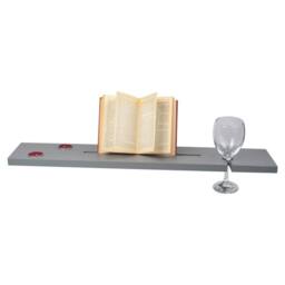 Havendro Grey Wood Bath Tub Rack Caddy Bathroom Shelf Glass Holder - thumbnail 4