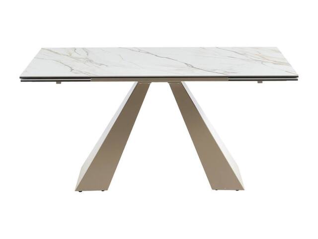 Vente-unique Extendable Dining Table for 6 To 10 People - Ceramic & Metal in Beige - image 1