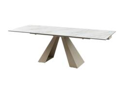 Vente-unique Extendable Dining Table for 6 To 10 People - Ceramic & Metal in Beige - thumbnail 4