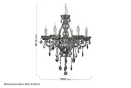 Orsina Murano 8 Bulb Glass Chandelier in Grey - thumbnail 3