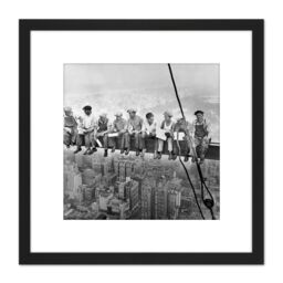 Artery8 Lunch Atop A Skyscraper New York 1932 Iconic Photo 8X8 Inch Square Wooden Framed Wall Art Print Picture with Mount in Black - thumbnail 1