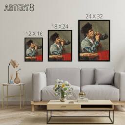 "Artery8 After the Bullfight Bullfighter Smoking Cassatt Framed Canvas Wall Art in Grey - Size: W12"" x H16""" - thumbnail 4