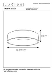 Lucide 'TALOWE' Dimmable Stylish Indoor Decorative LED Flush Ceiling Light in White - thumbnail 5