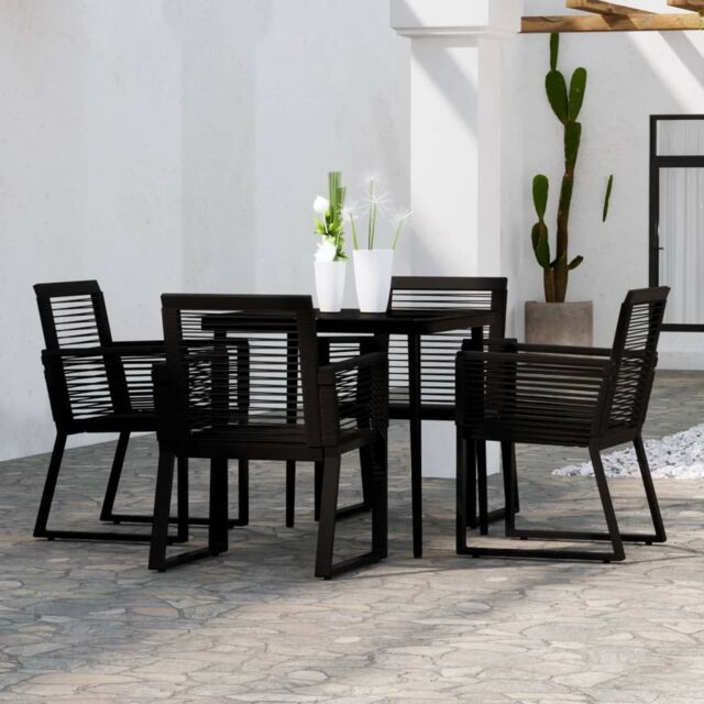 Berkfield Home 5 Piece Garden Dining Set Black - image 1