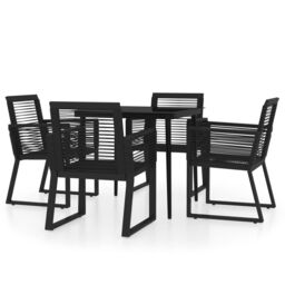 Berkfield Home 5 Piece Garden Dining Set Black - thumbnail 2