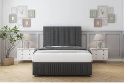 "Comfort Beds The Foxy Dumfries Divan Base No Drawers - 26"" Headboard-Footboard in Dark Grey - Size: Single" - thumbnail 1