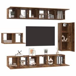 Berkfield Home TV Cabinet Set 8 pcs Old wood 30.5 x 30 x 90 cm Engineered wood in Brown - thumbnail 3