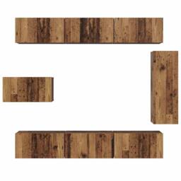 Berkfield Home TV Cabinet Set 8 pcs Old wood 30.5 x 30 x 90 cm Engineered wood in Brown - thumbnail 7