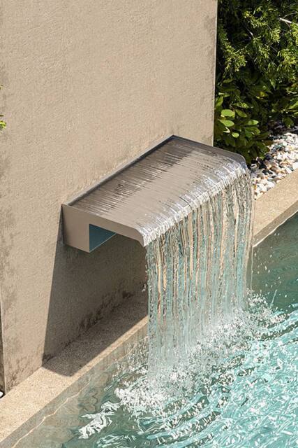 Living and Home 40cm W x 20cm D Waterfall Pool Fountain Garden Stainless Steel Wall-Mounted Water Blade in Silver - Size: 40 cm W x 20 cm D - image 1