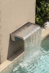 Living and Home 40cm W x 20cm D Waterfall Pool Fountain Garden Stainless Steel Wall-Mounted Water Blade in Silver - Size: 40 cm W x 20 cm D - thumbnail 1