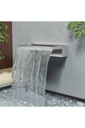 Living and Home 40cm W x 20cm D Waterfall Pool Fountain Garden Stainless Steel Wall-Mounted Water Blade in Silver - Size: 40 cm W x 20 cm D - thumbnail 2