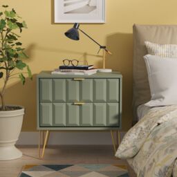 Ready Assembled 2 U Metro 2 Drawer Side Table (Ready Assembled) in Pale Green