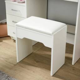 FORGEVIO 4 Drawer Dressing Table Vanity Desk With Mirror Cushioned Stool in White - thumbnail 4