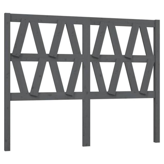 Berkfield Home Bed Headboard Grey 126x4x100 cm Solid Wood Pine - Size: 126 x 4 x 100 cm - image 1