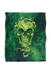 JQ Licensing Ba-Jp Glowing Green Skull Silky Touch Super Soft Throw Blanket 152 X 127 cm in White - thumbnail 1