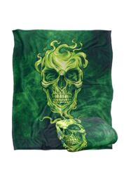 JQ Licensing Ba-Jp Glowing Green Skull Silky Touch Super Soft Throw Blanket 152 X 127 cm in White - thumbnail 2