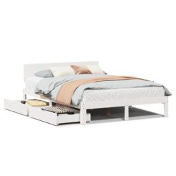 Berkfield Home Bed Frame with Drawers without Mattress White 120x200 cm - Size: Small Double - thumbnail 2