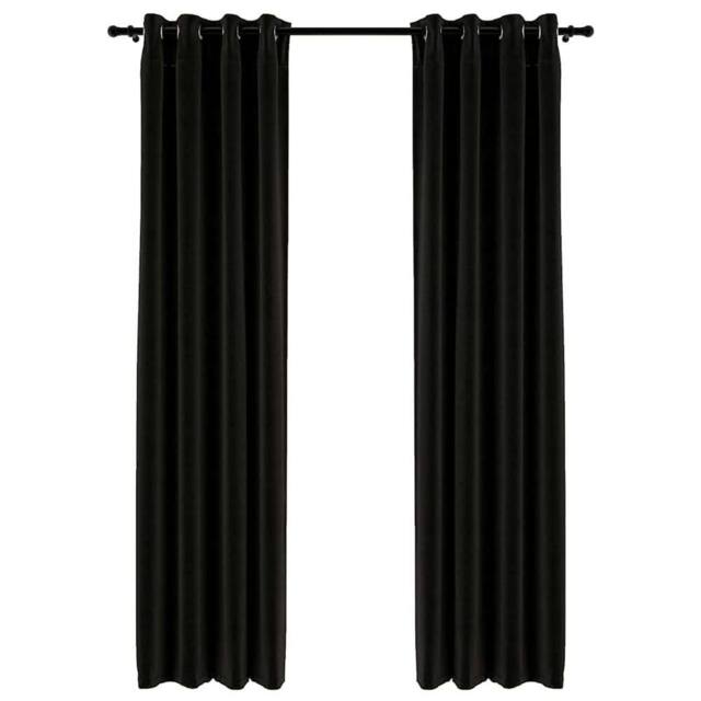 Berkfield Home Linen-Look Blackout Curtains 2 pcs Anthracite 140x245cm in Black - Size: 140x245 cm - image 1