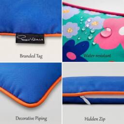Peggy Wilkins Water Resistant Outdoor Garden Cushion Wild Blooms Orange - Size: 45 cm x 45 cm - thumbnail 3