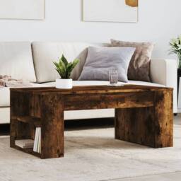 Berkfield Home Coffee Table Smoked Oak 102x55x42 cm Engineered Wood in Brown - Size: 102 x 55 x 42 cm - thumbnail 2