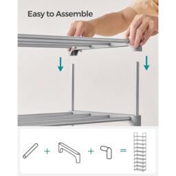 SONGMICS 10-Tier Metal Shoe Storage Organiser Customisable Space-Saving Design in Grey - thumbnail 6