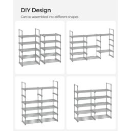 SONGMICS 10-Tier Metal Shoe Storage Organiser Customisable Space-Saving Design in Grey - thumbnail 5